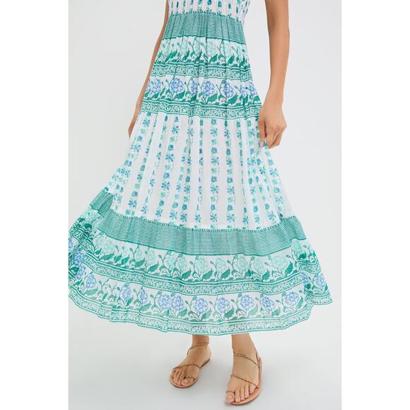 OLIPHANT Boreggo Green Sleeveless Smocked Maxi Dress Size M NWT Retail $298 - Picture 6 of 7